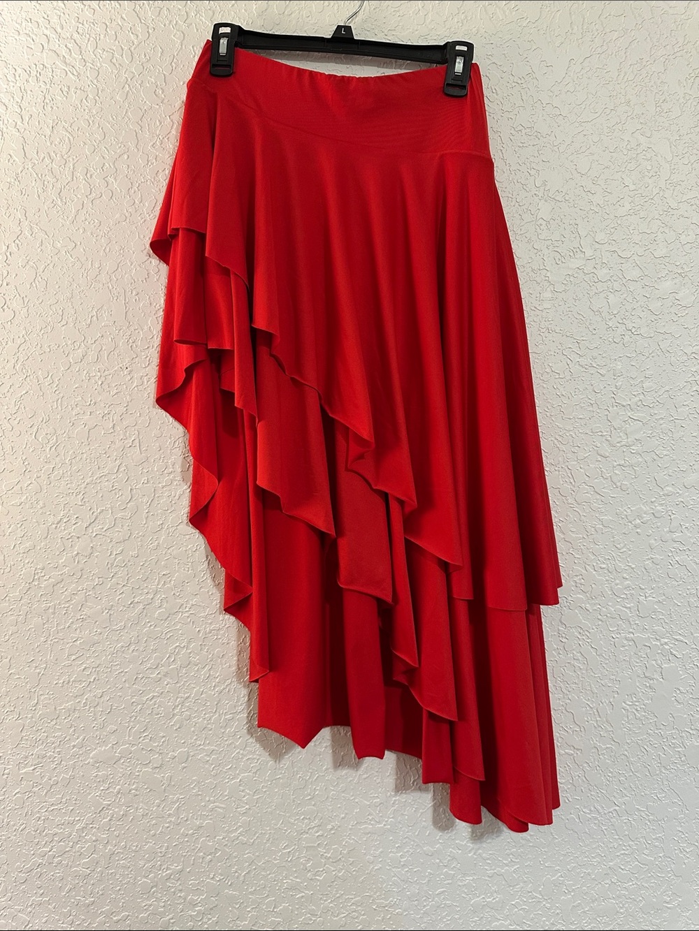 Red  Ruffled Asymmetrical Skirt. - Picture 6 of 10